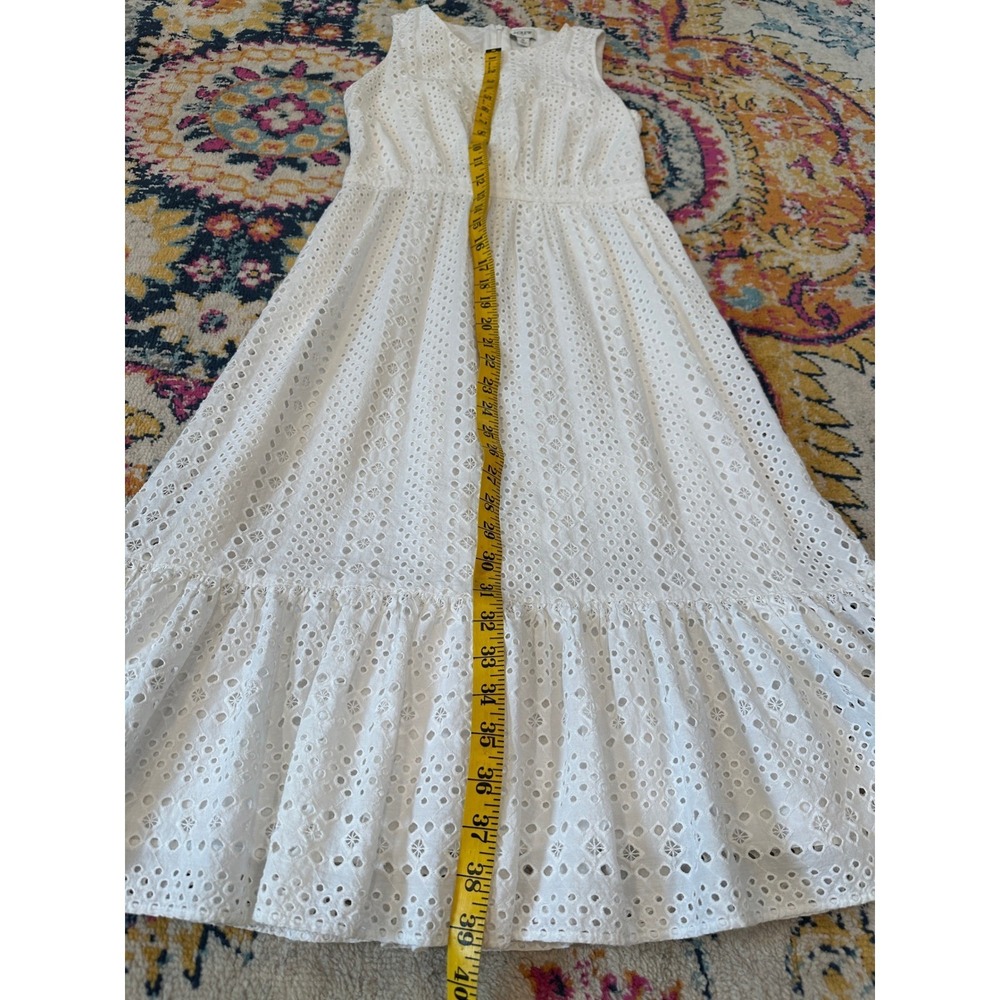J.Crew White Eyelet Sleeveless Tiered Midi Dress Women's Sz‎ 0 Boho Western Chic - Picture 5 of 11